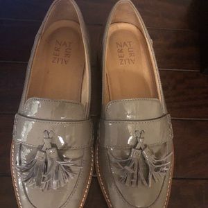 Naturalizer gray patent loafers.